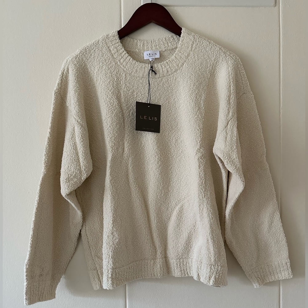 Le Lis cream round neck sweater top
